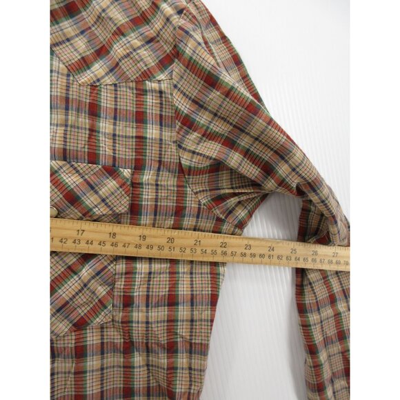 VINTAGE Rustler Shirt Large Western Pearl Snap Cowboy Plaid Rodeo USA - Picture 5 of 10